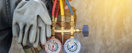 Air Conditioning Technician and A part of preparing to install new air conditioner.