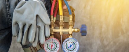 Air Conditioning Technician and A part of preparing to install new air conditioner.