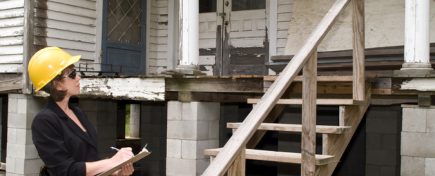 Building inspector performing an inspection