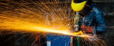 A professional welder in a workshop after welder training