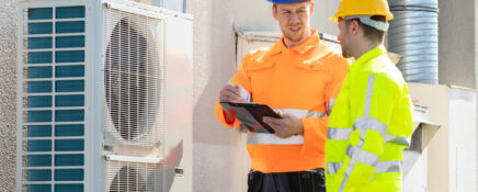 Two HVAC professionals on the job after HVAC technician training