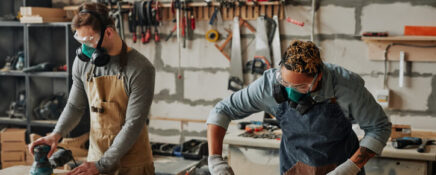 Cabinetmaking students working in the lab