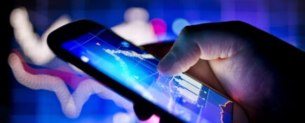 A person using a mobile phone to track real-time